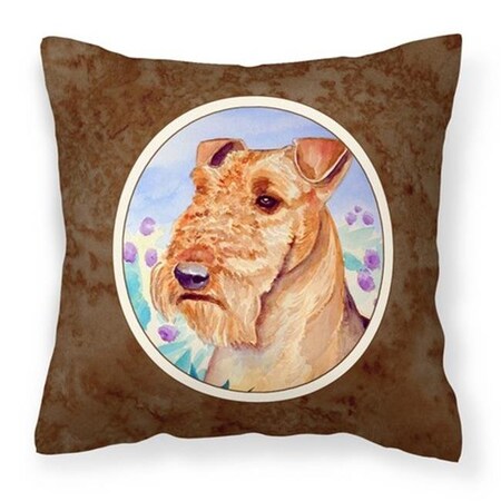 Carolines Treasures Carolines Treasures 7007PW1414 Airedale Terrier in Flowers Fabric Decorative Pillow 7007PW1414